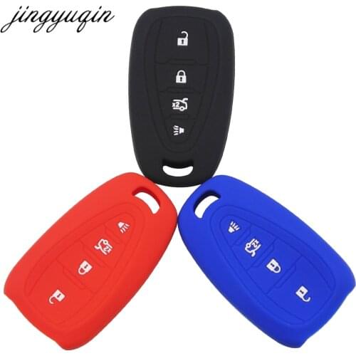 Jingyuqin For Chevrolet Cruze Malibu 2016 XL Camaro Remote Keyless 4 buttons Silicone Car Key Cover Case Set