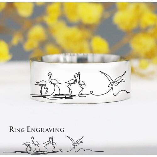 Custom Cartoon Dinosaur Rings Personalized Stainless Steel Ring Gift For Friend Engraved Lover Jewelry