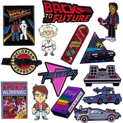 Cartoon Back To The Future Collection Creativity Hard Enamel Lapel Pins Women Mens Brooch Badges On Backpack Medals Jewelry