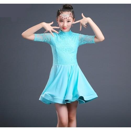 Lace Latin Dance Dress For Girls Latin Costume Child Kids Dancing Dress Girl Dancewear Kid Competition Latin Dress High Quality