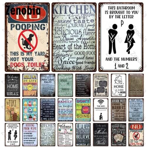 Warning Sign Metal Vintage Tin Sign Metal Plate Wall Decoration Metal Posters for Toilet Yard Kitchen Pet Shop Hoom Wall Decor