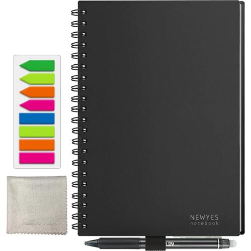 NEWYES Reusable Smart A5 Notebook Flash Storage Paper Notepad App Connection School Pocketbook Kids Gift with Erasable Pen 2019