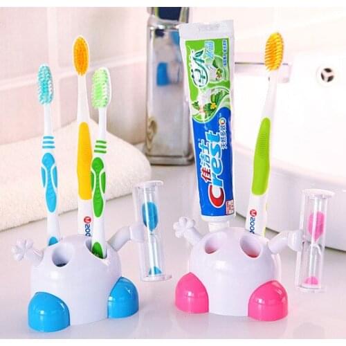 Cartoon hourglass toothbrush holder bathroom toothbrush holder children brush timer timing 3 minutes creative ornaments