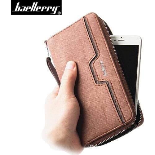 Baellerry Men Wallets Casual vintage canvas Purse Coin Pocket Big Capacity Male Clutch bag Card holder Wrist Strap phone Wallet