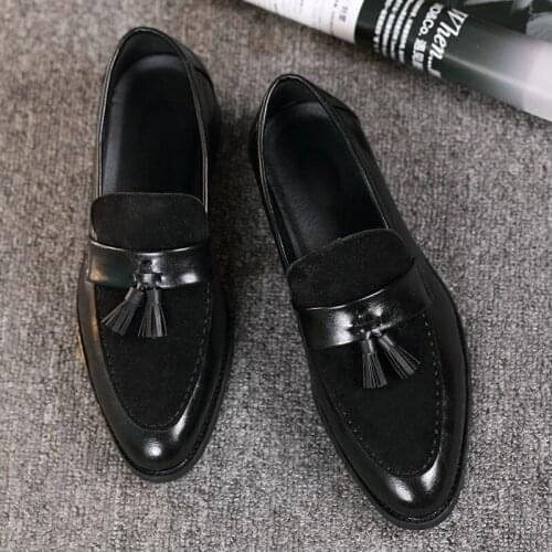2019 new spring leather shoes slip-on moccasins male comfortable luxury oxford men black mens classic brogues suede fashion