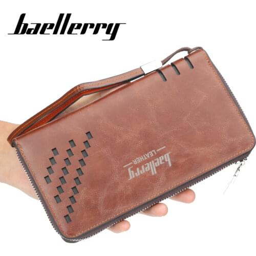 High quality zipper wallet for men purse male fashion mens long wallets Leather clutch bag lover gift