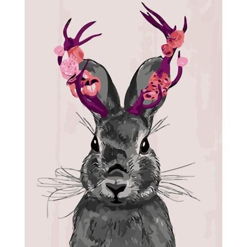 Flower rabbit Animal DIY Digital Painting By Numbers Modern Wall Art Oil Painting Holiday Gift Home Decor Big Size