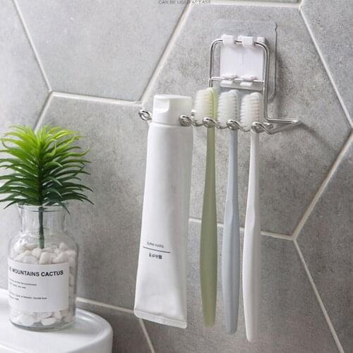 Stainless Steel Toothbrush Holder Shaver Storage Rack Bathroom Organizer Accessories Tooth Brush Shelf Toothpaste Holder Rack