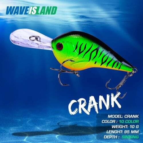 WAVEISLAND 2021 new Crankbaits Fishing Small Lure 9.5cm 10g Tackle Vibrator Fish Bait Whoppers Trolling Lure Isca Artificial