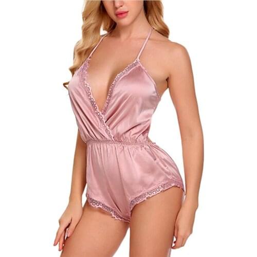V-Neck Sexy Sleepwear Night Dress Lingerie Women Nightwear Sexy Lace Temptation Underwear Nightdress Bathrobe Female Nightdress