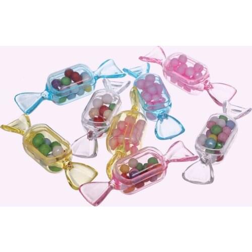 10Pcs Mini Plastic Transparent Gift Box Candy-shaped Storage Container DIY Wedding Supplies Gift Bags Cute Birthday Packaging