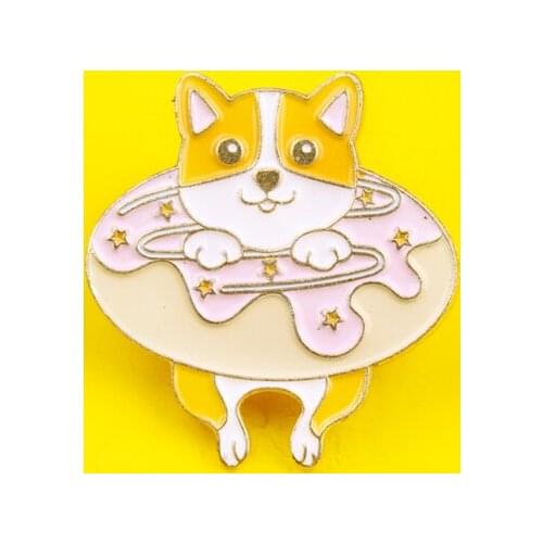 Lovely Dog Enamel Pins Cartoon Akita Puppy Milk Tea Drink Food Jewelry Brooches Animal dog Badges Lapel pins Cartoon Badge Pins