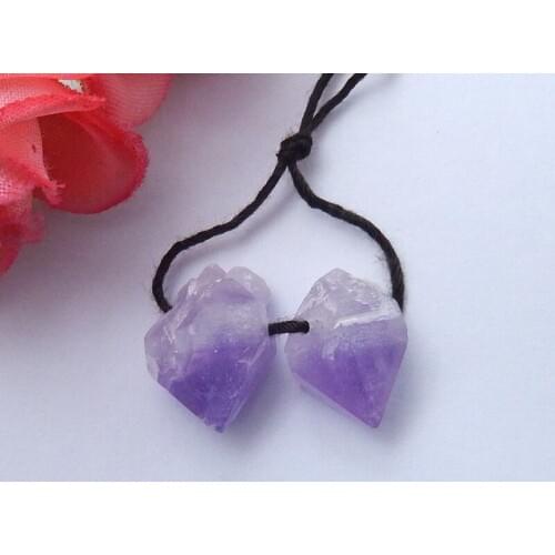 Charms Women Jewelry Gift Gem Customized,Natural Amethyst hand custom nugget Earrings Beads 14x11x8mm,3.2g