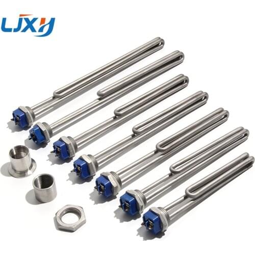 LJXH All 304 Stainless Steel DN25 1"BSP 32mm Thread Tube Heater Immersion Water Heating Element Low Watt Density 120V/220~240V