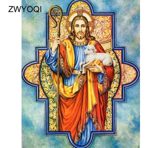 Full Square Diamond mosaic Jesus sheep Full Round Diamond embroidery Cross stitch Jesus sheep 5DDIY Diamond painting Jesus sheep