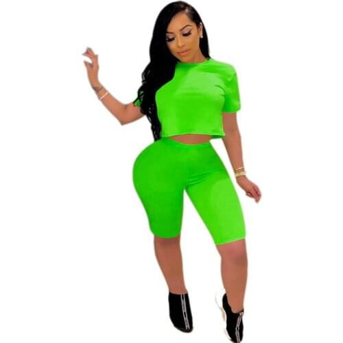 Plus Size Two Piece Set Summer Clothes for Women Tracksuit Crop Top Biker Shorts Sport Suit Lounge Wear Outfits Matching Sets