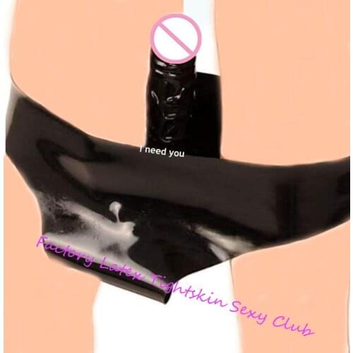 Sexy Rubber Latex Briefs Underwear with Condom Safe Short Pants for Womens panties jock strap sexy dildo fetish
