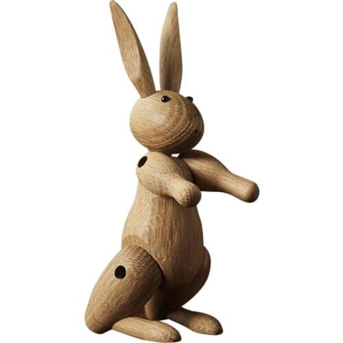 SHGO HOT-Art Wooden Rabbit Figurine Wooden Ornaments Rabbit Model Flexible Sculpture Perfect for Home Decoration Gift or Collect