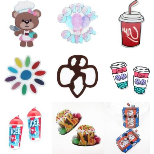 Cute Bear Food Candy Acrylic Flatback Planar Resins DIY Sew Bow-knot Gift Crafts Home Decoration ,5Yc18001