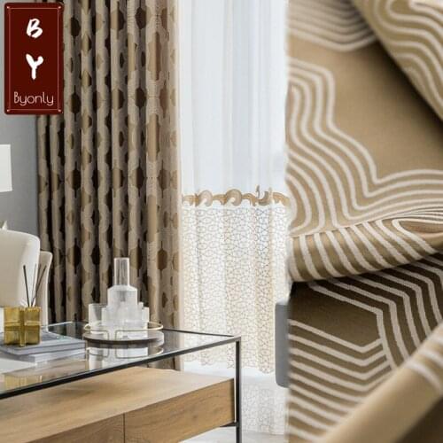 Modern Simple High-precision Jacquard Curtain Finished Custom Blackout Curtains for Living Dining Room Bedroom