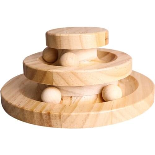 Three-layer Wooden Toy Turntable For Kittens Plaything Interactive Funny Supplies Three-tier Game Pet Smooth Track Cat Toys
