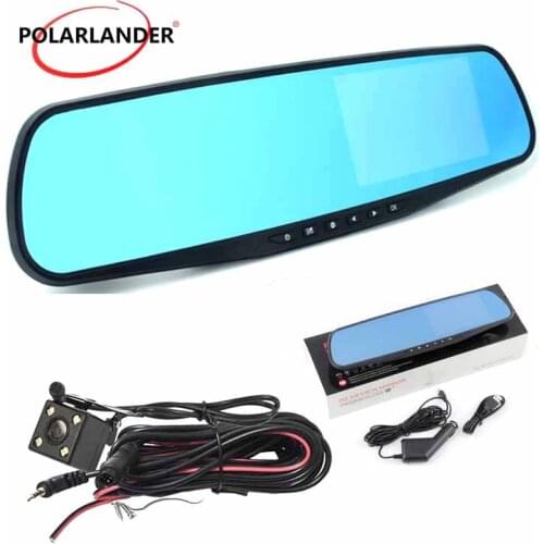 DVR 4.3" Car Rear Camera Rearview Mirror Dash Cam Night Vision Dual Lens Driving Video Recorder 1080P Video Registrator Full