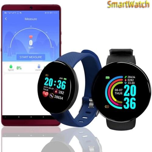 Waterproof D18 Smart Watch Men Heart Rate/Blood Pressure/Blood Oxyge Monitor Smart Bracelet Wristband Fitness Tracker SportWatch