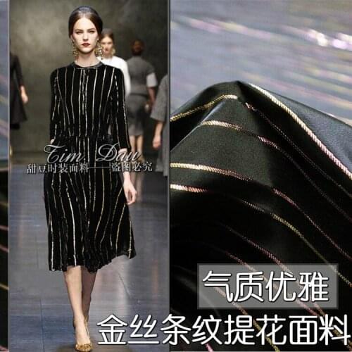 Gold striped jacquard fabric elegant dress yarn-dyed fabric lady temperament gold thread jacquard fabric jacquard cloth