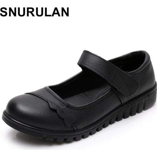 SNURULAN Women Famale Ladies Mother Cow Genuine Leather Shoes Sandals Outdoor Summer Cool Beach Black Size 35-41