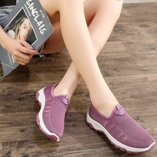 Spring and Summer Fashion Flat Womens Shoes 2021 New Thick-soled Lazy Shoes Womens All-match Casual Mesh Breathable Sneakers