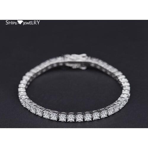 Shipei Luxury 925 Sterling Silver Gemstone Bracelet Fine Jewelry Created Moissanite Wedding Engagement Charm Bangle Bracelet