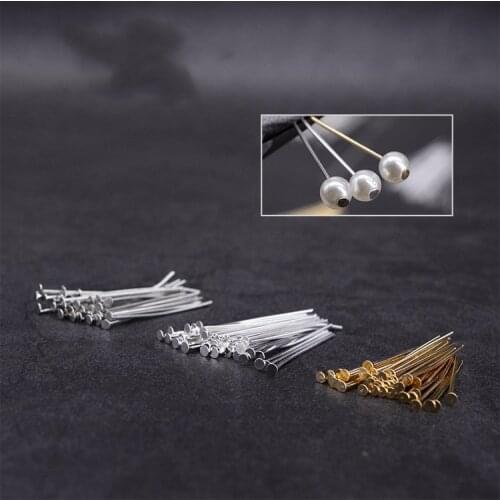 100pcs/lot Flat Head Pins 14mm~40mm Dia 0.7mm fit earrings necklace Headpins Hand-beaded T-shaped needle for Jewelry Making