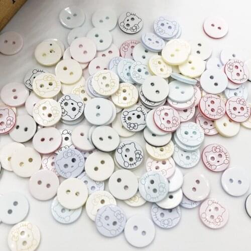 100pcs Mix New Cat Plum 13mm 2holes Plastic Button/Sewing lots PH253