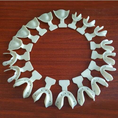 Dental Edentulous Jaw Impression Trays Full/Complete Denture Teeth Repair 17Pcs White