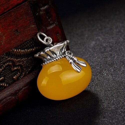 2018 Hot Sale S990 Fine Silver Every2018 Purse Chrysoprase Agate Pendant Huangbai Blue Sandst2018 Ms High-grade Silver Pendant