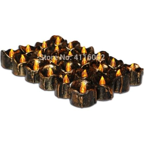 30Sets 12Pcs/Set Battery Led Tea Light With Black Base For Wedding Home Party Decoration Flameless Flashing Tea Lights