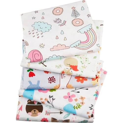 40 Design Cartoon/Floral Printed Twill Cotton Patchwork Fabrics For DIY Handmade Cloth Sewing&Quilting Material 5pcs/Bag,40X50cm