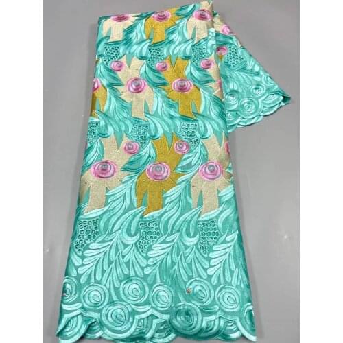 5Yards New Arrival Cotton African Swiss Voile Fabric With Stones Embroidery French Net Lace /Dubai Style Dress Material Nigerian