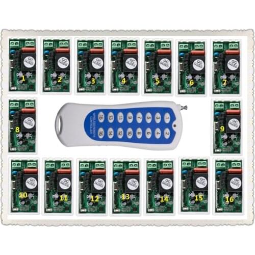 AC 220V 1 CH RF Wireless Remote Control Switch 16 receiver +16CH transmitter Simple connection JRL-220-12