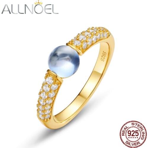 ALLNOEL 925 Sterling Silver Rings for Women Gold Plated Synthetic Gemstone Sweety Candy Rings 2021 Womens ring Hot US 6/7/8