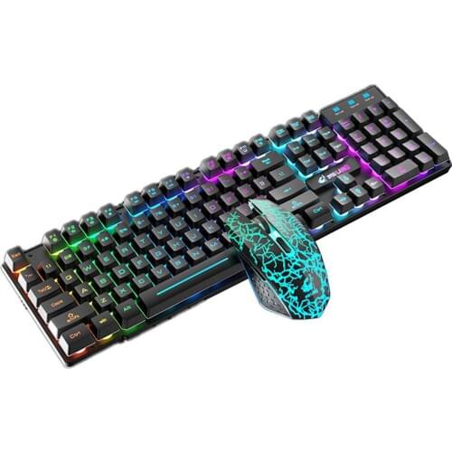 Wireless Rechargeable Colorful Light Gaming Keyboard Mouse Set for Laptops Keyboards Combos 3000mAh 800 1600 2400 DPI