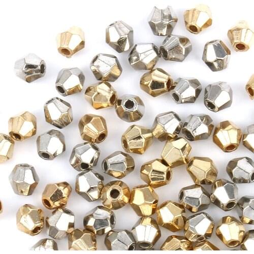 500pcs/lot 4mm Geometry Shape CCB Charm Spacer Beads Gold Silver Plated Acrylic Beads For DIY Jewelry Making Accessories