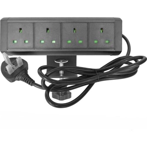 UK Fixed Power Sockets Outlets with the Bracket and 1.5M Plug Cord wire 3M Paper Sticker Convenient use For Office Conference