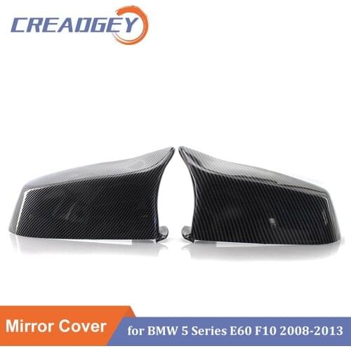 Creadgey Wing Side Rearview Mirror Cover Cap Carbon Fiber Pattern For BMW 5 6 7 Series E60 E61 E63 E64 F06 F07 F10 F11 F13 F01