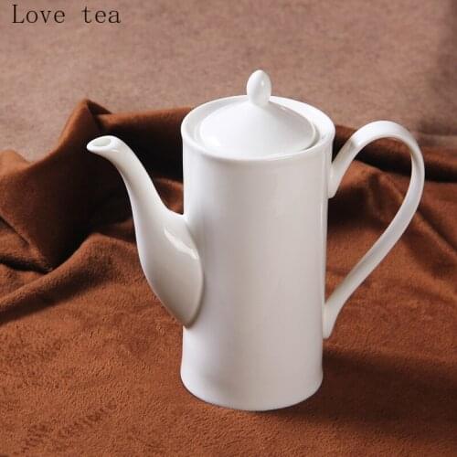 European-style pure white Tangshan bone china ceramic large-capacity teapot ceramic coffee pot cup sugar bowl milk jug instant