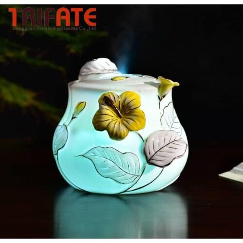 Ceramic Humidifier Ultrasonic Humidifier Porcelain Aroma Diffuser With LED Light Essential Oil Diffuser Aromatherapy Aroma Lamp