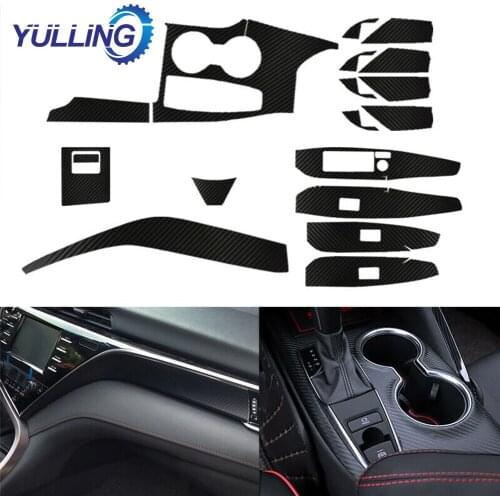 YULLING For Toyota Camry 2018-2020 Car Center Control Panel Covers Carbon Fiber Car Console Frame Stickers Auto Interior Decor
