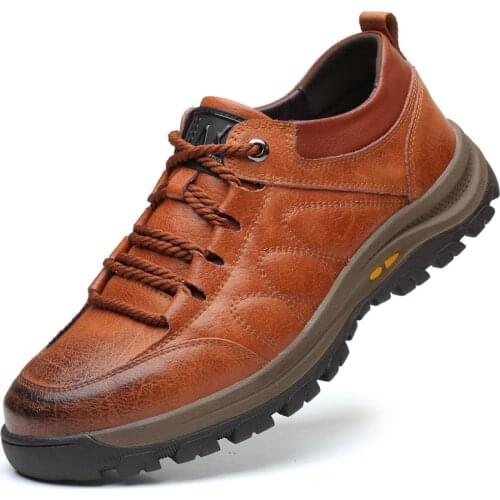 Sports Casual Leather Shoes Men Tooling Breathable Shoes Autumn New Outdoor Waterproof Non-slip Wear-resistant Hiking Men Shoes