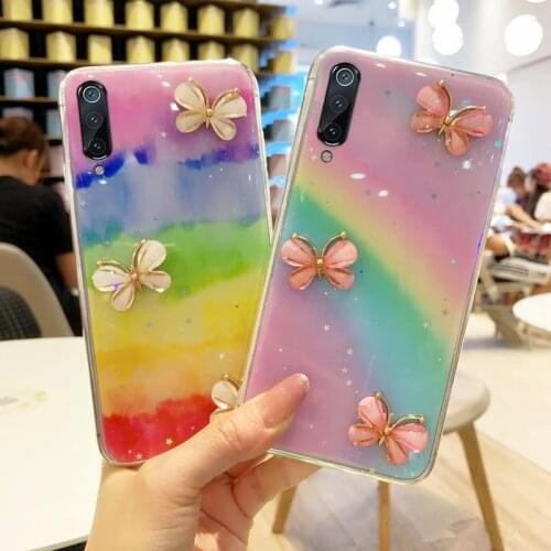 3D Butterfly Glitter Rainbow Soft Case For Samsung S20 FE Cover For Samsung A52 A72 A32 4G 5G A42 A12 A10S A31 A11 A42 A02S Case