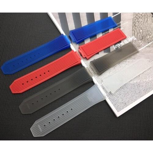 Soft Rubber Silicone transparent black blue red Watchband 26*17mm for Hublot strap for Big Bang belt watch band Bracelet tools